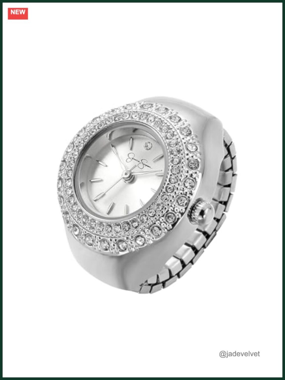 Adjustable Ring Watch Crystal Bezel Mini Dial Stretch Band Fashion Jewelry